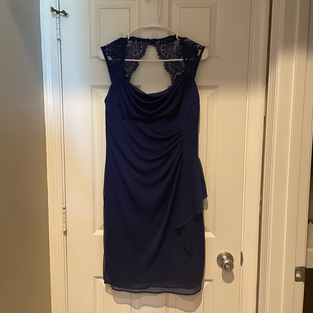 Navy cocktail dress with lace. Worn once to a wedding